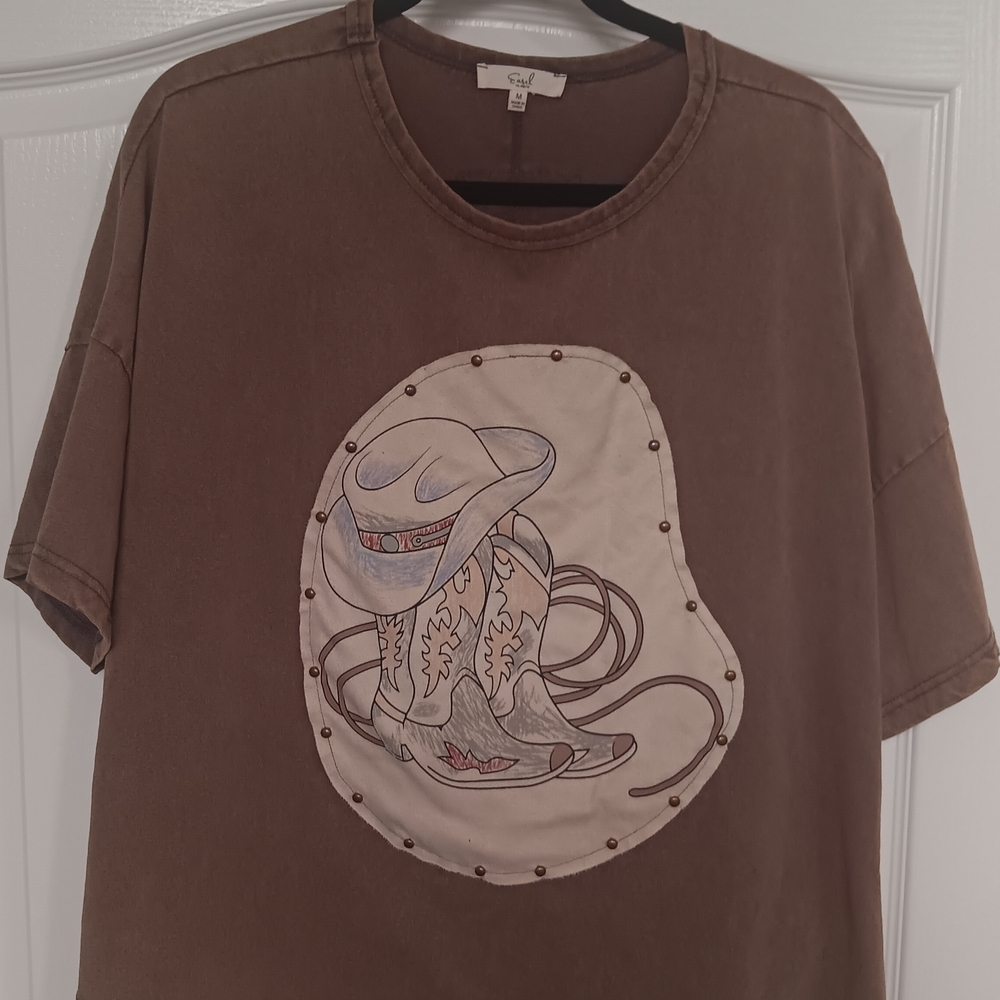 Easel Brown Graphic Short Sleeve Tee - Picture 3 of 5